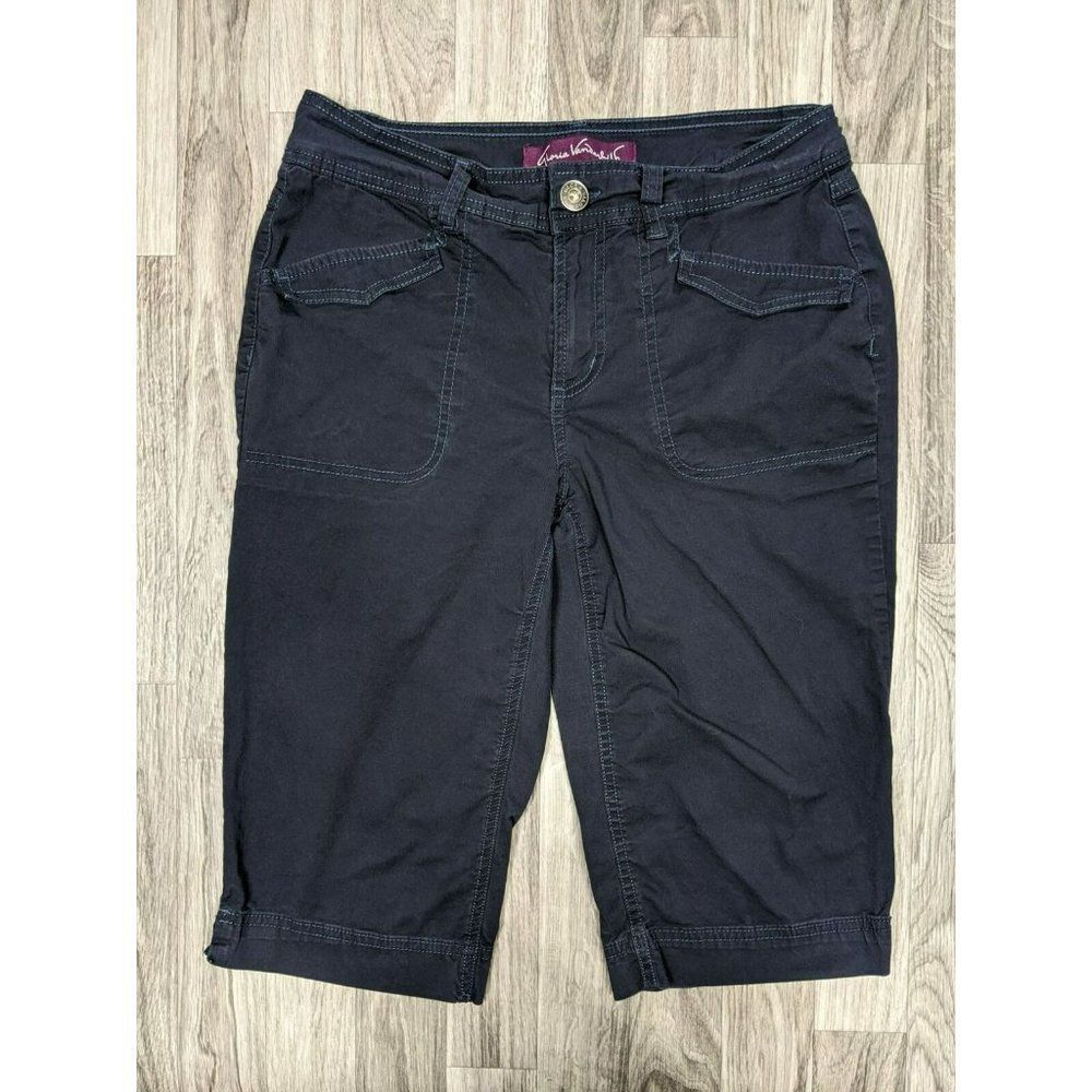(3/$35) Gloria Vanderbilt Womens Size 6 Pockets Navy Blue Capri Pants
